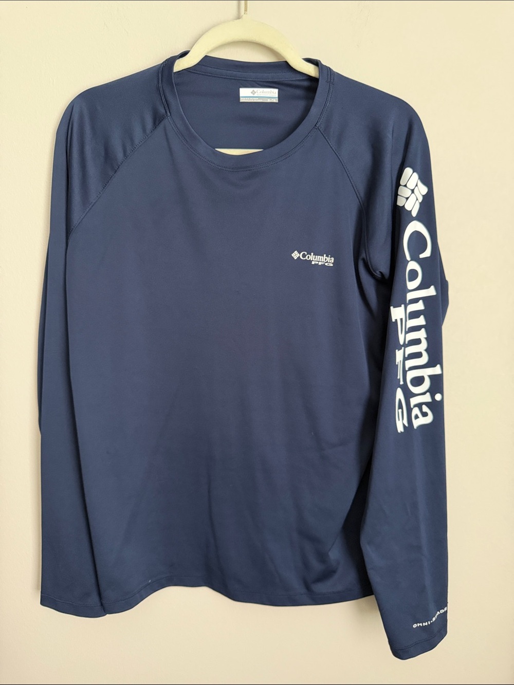 Columbia Long Sleeve Performance Tee - Navy with White Logos
